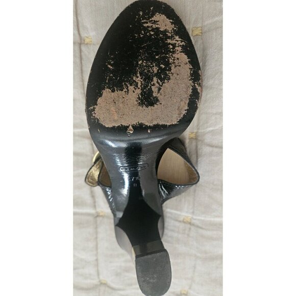Coach Giada Black Patent Leather Slip On Sandals Size 7.5M - Picture 8 of 8